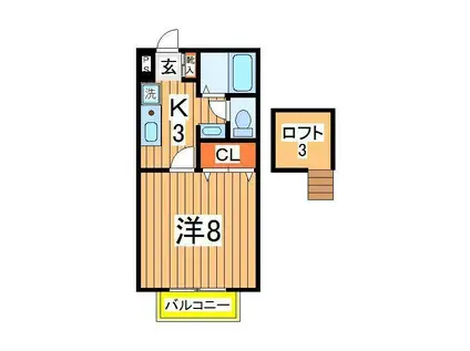 セジュール南柏1(1K/2階)の間取り写真