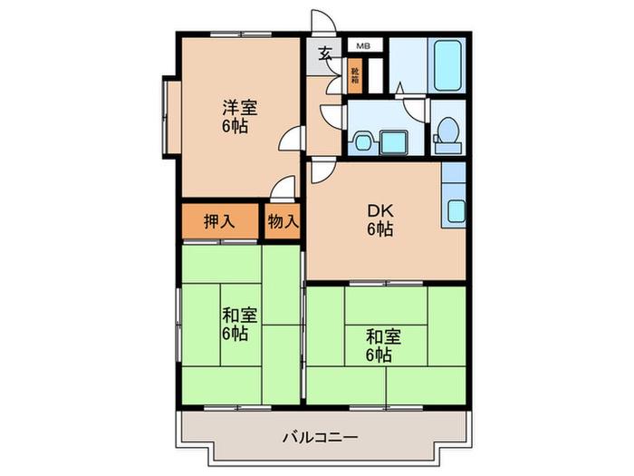 パストラールII(3DK/3階)の間取り写真