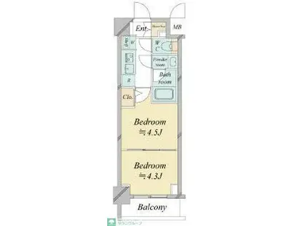 ドゥーエ新横浜(1K/8階)の間取り写真