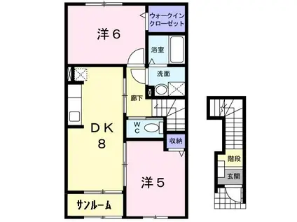 セロトーレI(2DK/2階)の間取り写真