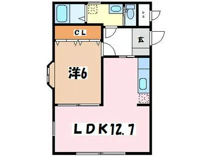 メルベージュS(1LDK/1階)の間取り写真