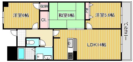 サンロイヤル栗東(3LDK/2階)の間取り写真