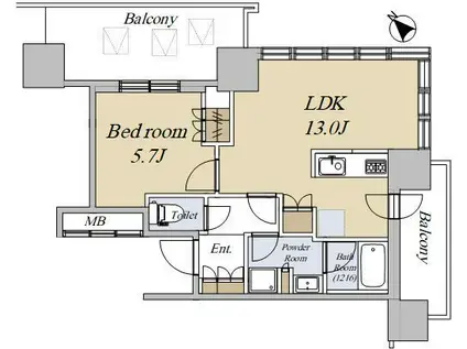 BRILLIA TOWER 浜離宮(1LDK/8階)の間取り写真