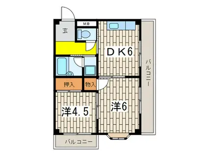 第二横溝ビル(2DK/2階)の間取り写真
