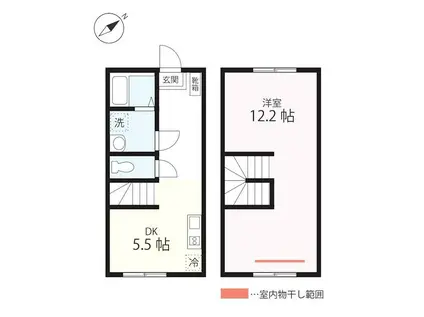 ハーミットクラブハウスMIX三ツ沢下町II(1DK/1階)の間取り写真