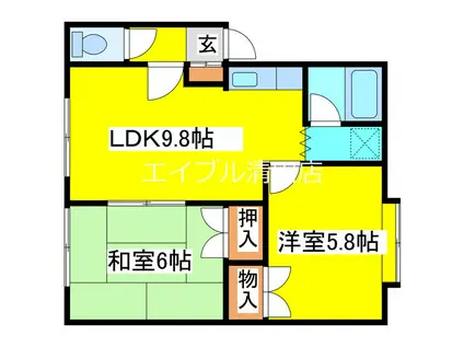 ジャストイン平岡(2LDK/3階)の間取り写真