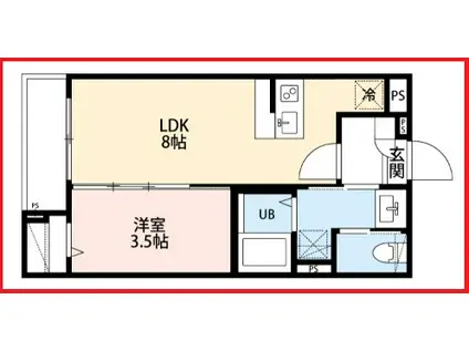 エムズ アパートメント(1LDK/3階)の間取り写真