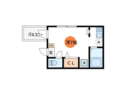 メルヴェイユ新小岩(ワンルーム/1階)の間取り写真