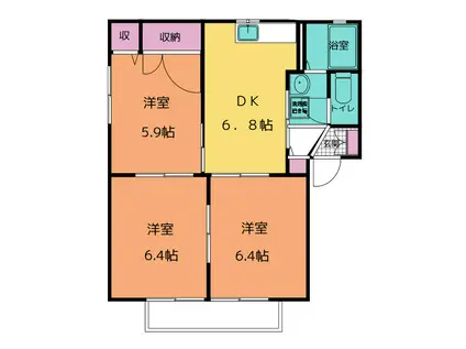 フォレスタA(3DK/1階)の間取り写真