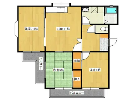 パル翠町(3LDK/1階)の間取り写真