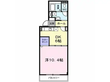 アルトブローテ(1DK/2階)の間取り写真