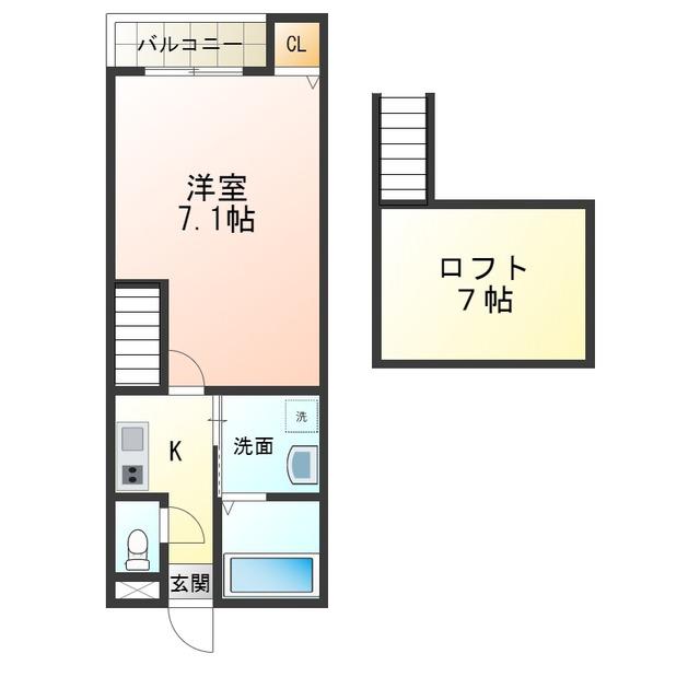 アクアフィールド(1K/2階)の間取り写真