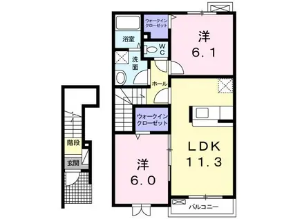 スターライフ宮代(2LDK/2階)の間取り写真