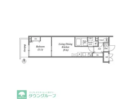 プライムガーデン若木(1LDK/4階)の間取り写真