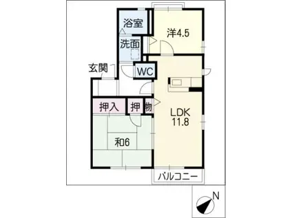 パピヨン寺本A棟(2LDK/2階)の間取り写真