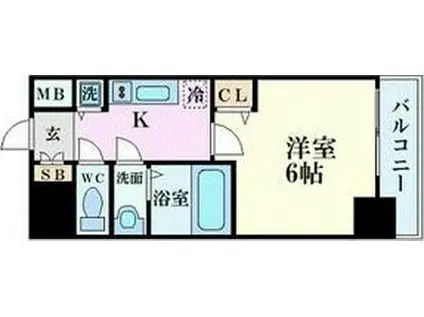 プレサンス難波駅前(1K/4階)の間取り写真