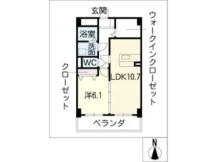 キャノン山伏(1LDK/3階)の間取り写真