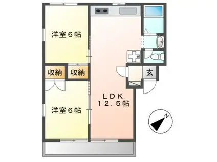 アーバンハイツ2(2LDK/2階)の間取り写真