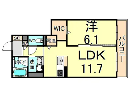 リビエル潮江(1LDK/3階)の間取り写真
