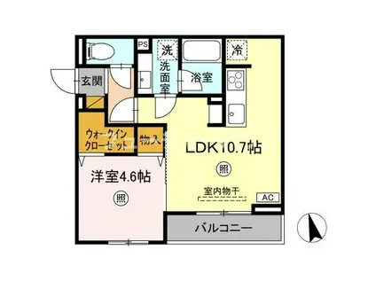 D‐INVEST東原A(1LDK/3階)の間取り写真