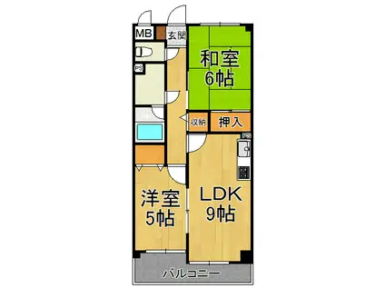 リブインコンフォート(2LDK/1階)の間取り写真