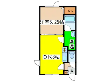 エステートINラミネール(1DK/1階)の間取り写真