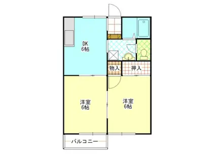 ベルハイツ宮崎A(2DK/2階)の間取り写真