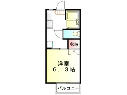 大新レジデンス(1K/2階)の間取り写真