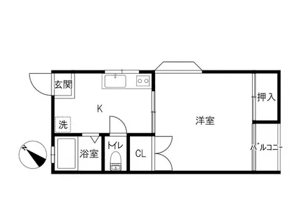 コーポ若草(1K/2階)の間取り写真