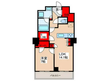 中野ツインマークタワー(1SLDK/13階)の間取り写真