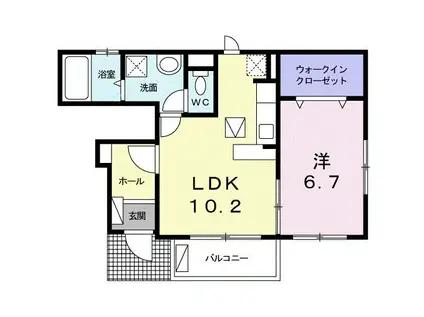 ヴァンベ-ルII(1LDK/1階)の間取り写真