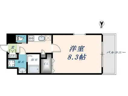 フォレストグレイス高井田1(1K/7階)の間取り写真