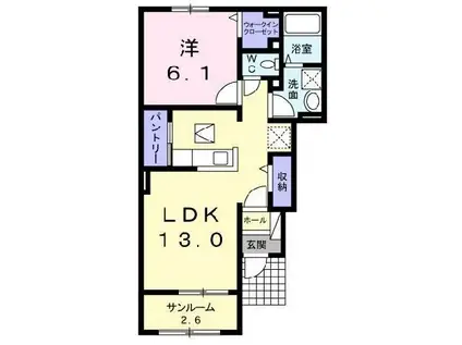 ペンティーオ小田倉 D館(1LDK/1階)の間取り写真