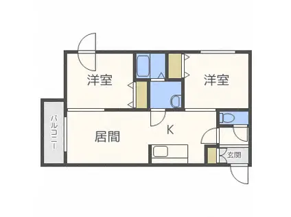 TRE VENTI美術館西(2LDK/1階)の間取り写真