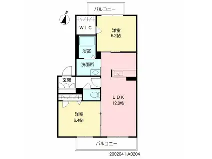 パストラルヴィラ(2LDK/2階)の間取り写真