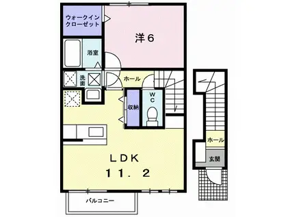 アモロッソ・ビビエンダ(1LDK/2階)の間取り写真