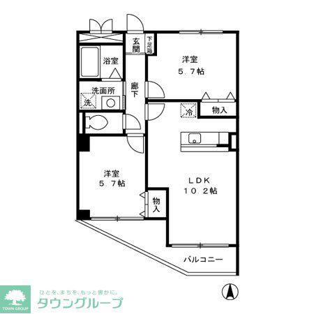 アビリアなごみ(2LDK/3階)の間取り写真