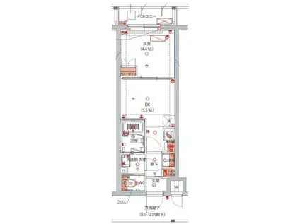 ハーモニーレジデンス大森山王THE GARDEN(1DK/1階)の間取り写真