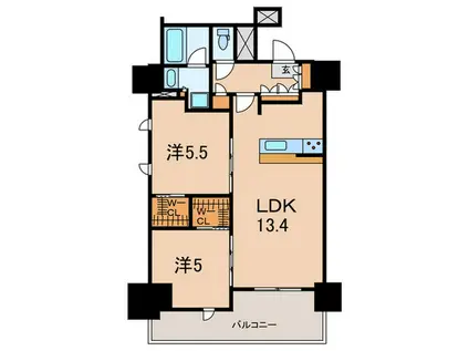 ザ・パークハビオ滝野川(2LDK/5階)の間取り写真