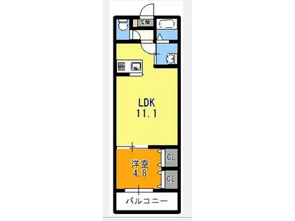 KLEIS前橋本町(1LDK/1階)の間取り写真