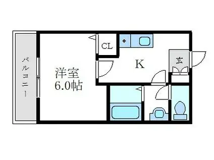 アマーベル潮江(1K/2階)の間取り写真