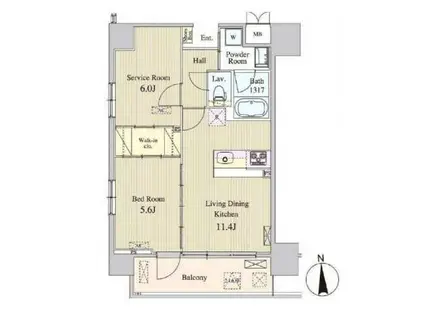 ザ マグノリアガーデン恵比寿(1SLDK/8階)の間取り写真