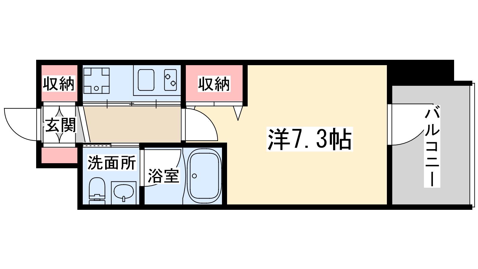 イノセント堂山(1K/3階)の間取り写真