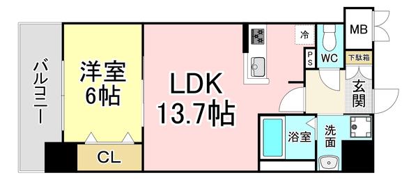 シズカビルディング白銀(1LDK/4階)の間取り写真