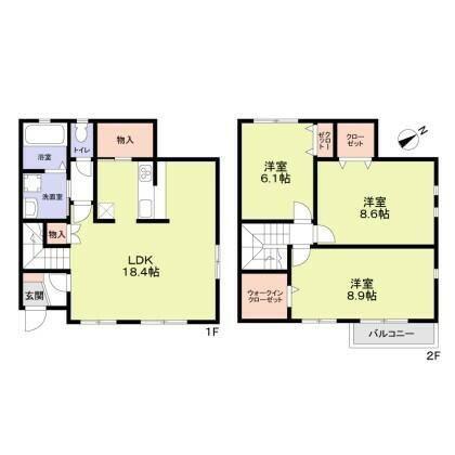アクアレジデンス大井町第15 (3LDK/1階)の間取り写真