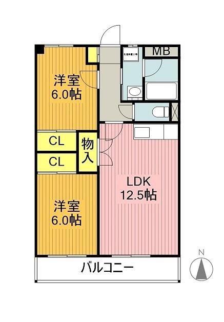 サンメゾンウエスト(2LDK/2階)の間取り写真