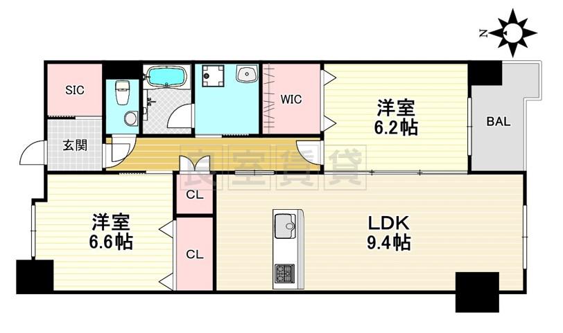 NOBLE LIFE 吹上(2LDK/1階)の間取り写真