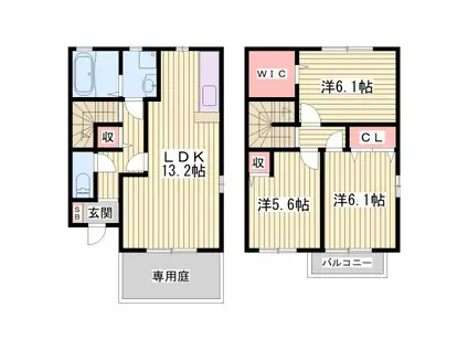 パークハイム向陽 B棟(3LDK/1階)の間取り写真