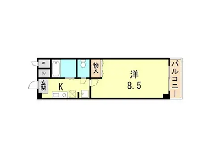 リヴェールメイ垂水(1K/4階)の間取り写真