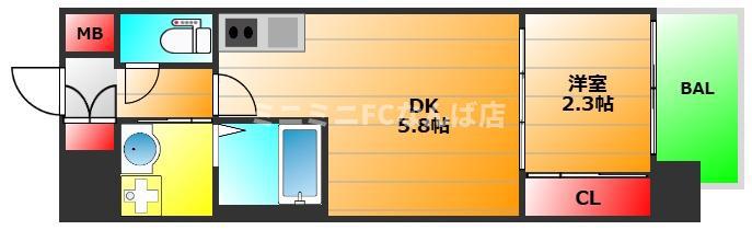 セレニテ南堀江エクラ(1DK/3階)の間取り写真